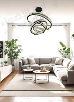 ماركة غير محددة ثريات ليد ديكور اسود ثلاث حلقات متعدد التصميم مقاس 60-40-25 سم ثلاث اضاءات  - Image 5