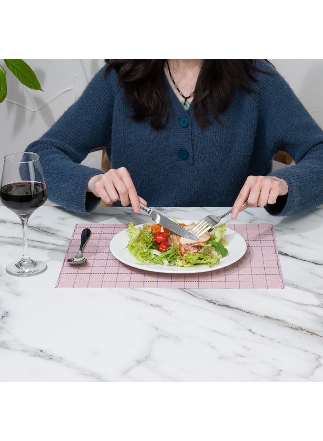 Restaurantware Imperial 16 X 12 Inch Woven Placemats, Set Of 6 Rectangle Table Placemats - Stain-Resistant, Easy To Clean, Pink Vinyl Placemats For Dining Table, For Homes or Restaurants - Image 3