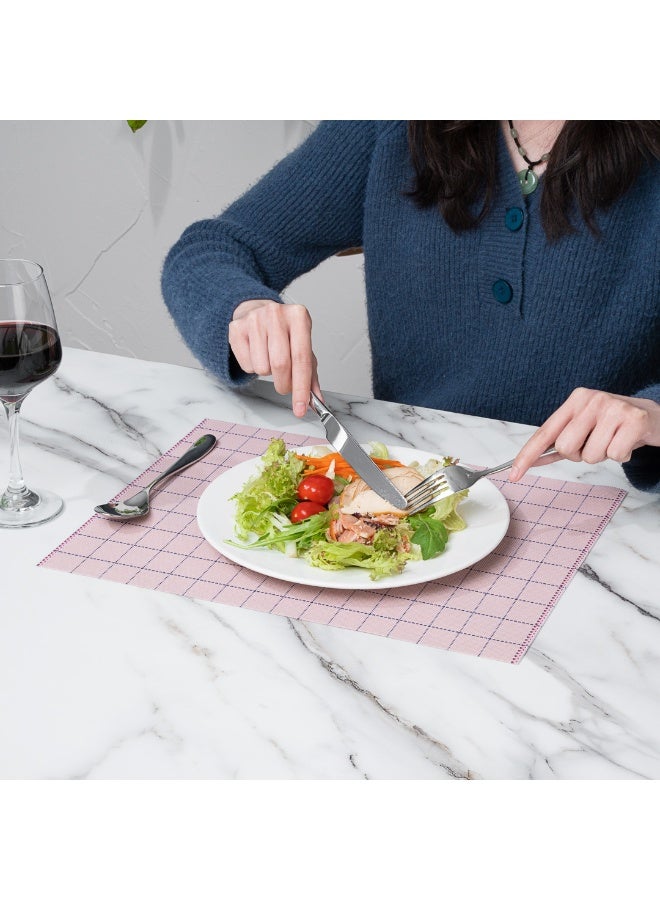 Restaurantware Imperial 16 X 12 Inch Woven Placemats, Set Of 6 Rectangle Table Placemats - Stain-Resistant, Easy To Clean, Pink Vinyl Placemats For Dining Table, For Homes or Restaurants - Image 5