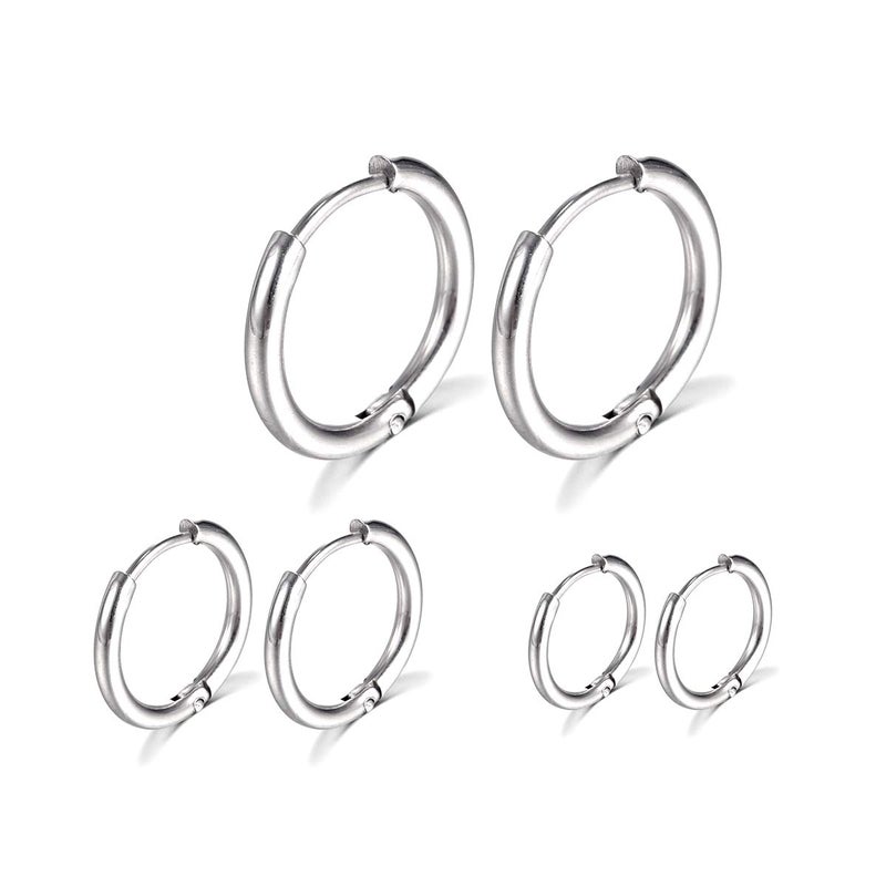 Vishoca Surgical Stainless Steel Hoop Earrings 8mm/10mm/12mm Small Huggie Hoop Earrings for Women and Men - Image 1