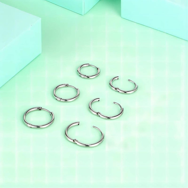 Vishoca Surgical Stainless Steel Hoop Earrings 8mm/10mm/12mm Small Huggie Hoop Earrings for Women and Men - Image 2