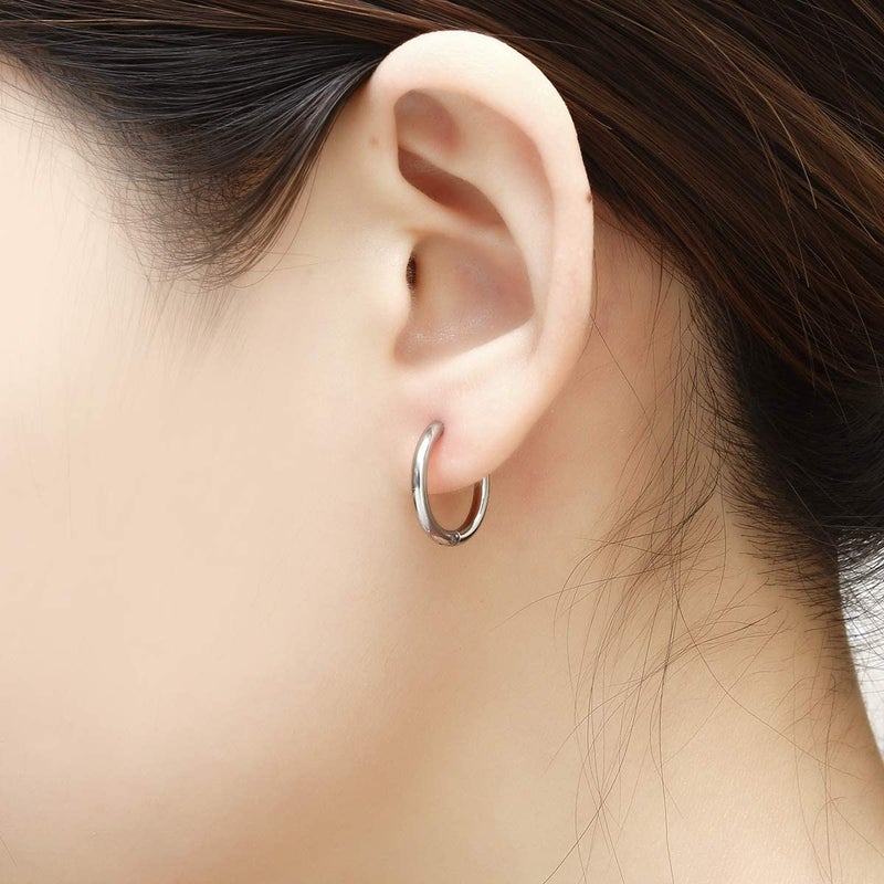 Vishoca Surgical Stainless Steel Hoop Earrings 8mm/10mm/12mm Small Huggie Hoop Earrings for Women and Men - Image 4