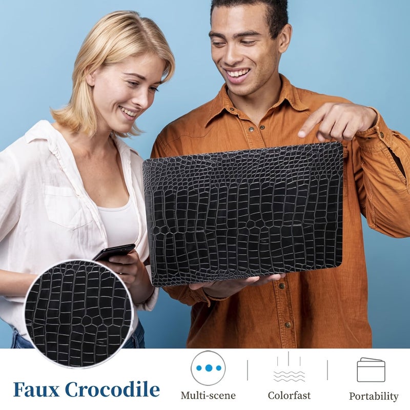 Dark Blue Faux Crocodile Leather Laptop Case For Macbook Pro 13 A2338 M2 - Image 5