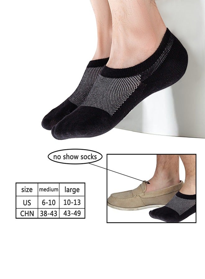 GUSGU 6PCS No Show Socks Mens, Low Cut Ankle Socks With Non Slip Grips, Invisible Cotton Socks for Loafer Sneakers Black White Grey EU 38-43 ﻿ - Image 2