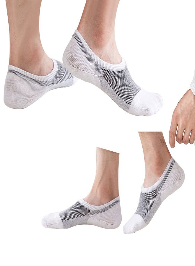 GUSGU 6PCS No Show Socks Mens, Low Cut Ankle Socks With Non Slip Grips, Invisible Cotton Socks for Loafer Sneakers Black White Grey EU 38-43 ﻿ - Image 4