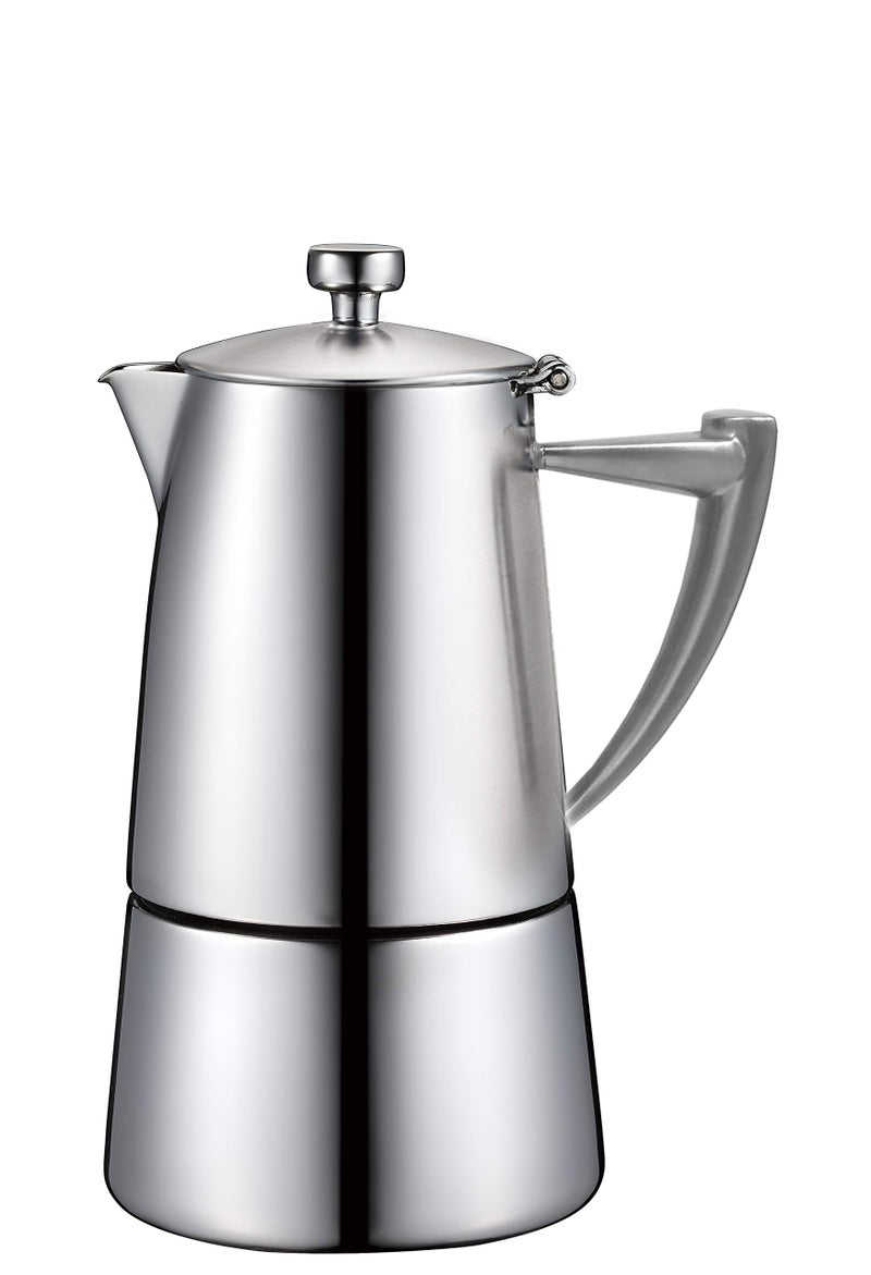 CUISINOX Roma Satin Stainless Steel Moka Pot Stovetop Espresso Maker 4Cup 6 oz
