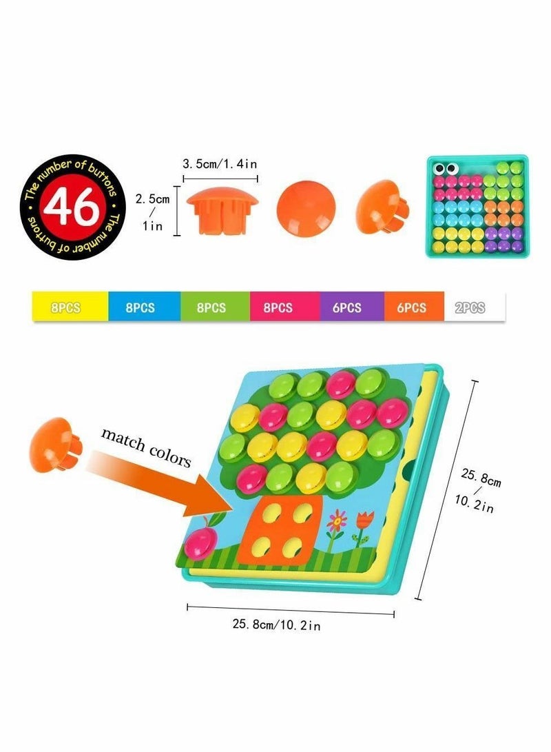 Toddler Crafts Puzzles Set, on Art Toys for Preschool Boys Girls, Early Developmental Activities Game, 10 Pictures and 46 ons, with a Box Easy to Storage - Image 5