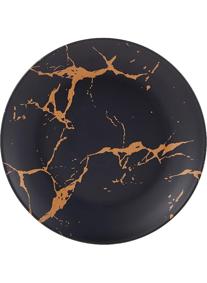 Servewell Servewell Melamine 8" Circular Plate Black With Gold Crack  - Image 1