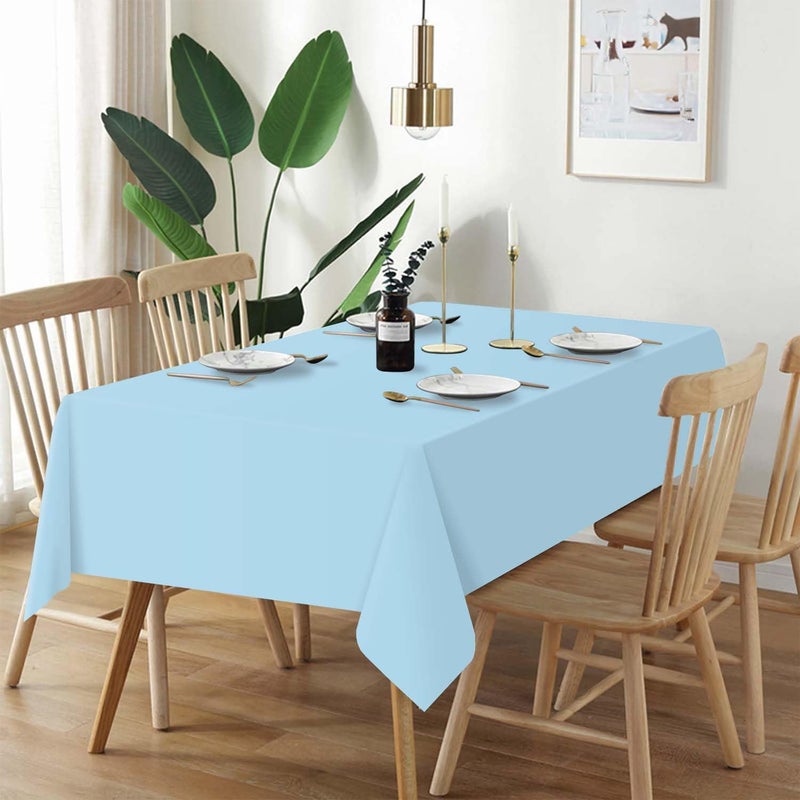 QIKSION Light Blue Plastic Table Cloth Disposable 2 Pack, 54 x 108 Inch Tablecloths for Baby Shower Birthday Party, Easter Decorations, Rectangle Table Cover - Image 2