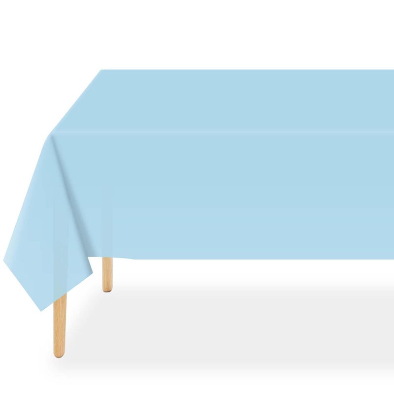 QIKSION Light Blue Plastic Table Cloth Disposable 2 Pack, 54 x 108 Inch Tablecloths for Baby Shower Birthday Party, Easter Decorations, Rectangle Table Cover - Image 1
