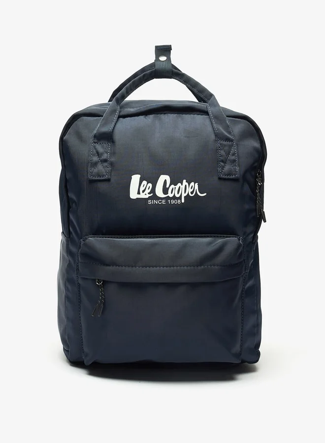 Lee Cooper Women Logo Print Backpack with Adjustable Straps and Handles - 29x14x38 cm