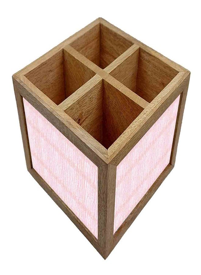 Nutcase Wooden Cutlery Stand Holder Silverware Caddy Spoons Forks Knives Organizer for Dining Table & Kitchen -Made in India-Spoons NOT Included - Pink Sketch Design - Image 3
