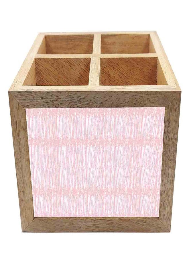 Nutcase Wooden Cutlery Stand Holder Silverware Caddy Spoons Forks Knives Organizer for Dining Table & Kitchen -Made in India-Spoons NOT Included - Pink Sketch Design - Image 4