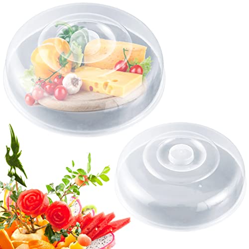 HASTHIP 2Pack Plastic Microwave Lid With Easy-Grip Handle, Microwave Splatter Cover For Food, Food Grade Pp Lid For Refrigerator, Heating Food, Dessert Serving, Camping (Diameter 7.87'' &9''), Red - Image 1