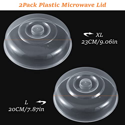 HASTHIP 2Pack Plastic Microwave Lid With Easy-Grip Handle, Microwave Splatter Cover For Food, Food Grade Pp Lid For Refrigerator, Heating Food, Dessert Serving, Camping (Diameter 7.87'' &9''), Red - Image 3