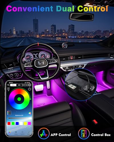 DUOFU365 Car Led Strip Lights, RGB Truck Interior Lights with App Control, Under Dash Footwell Automotive Led Light Strip, Car Ambient Lighting (1set) - Image 3