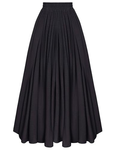 Scarlet Darkness Women Casual Maxi Skirt Flowy Bohemian Renaissance Long Skirts Black S - Image 1