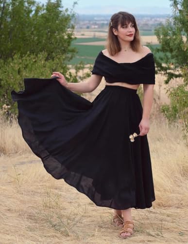 Scarlet Darkness Women Casual Maxi Skirt Flowy Bohemian Renaissance Long Skirts Black S - Image 4