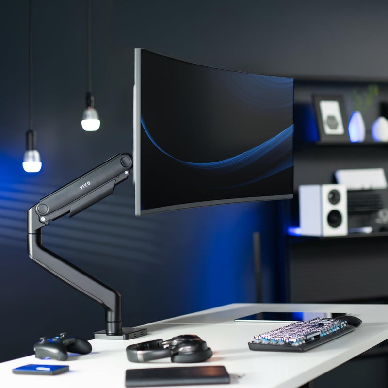 VIVO Heavy Duty Aluminum Ultrawide Monitor Tension Arm for up to 49 inch Screens, Holds 44 lbs, Premium Desk Mount Stand Designed for Samsung Odyssey G9 and More, Black, STAND-V101V - Image 2