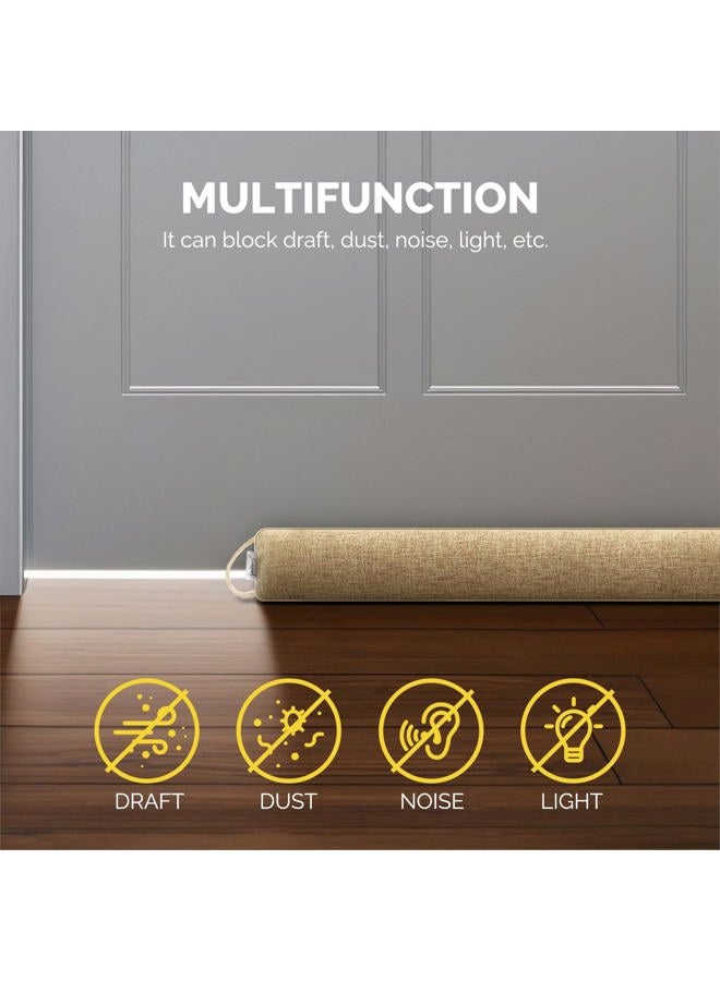 fowong Door Draft Stopper 30 Inch Under Door Noise Bolcker for Bottom of Doors, Weighted Door Snake Block Cold Air/Wind/Breeze Soundproof Door Sweep Seal for Front Door Oatmeal - Image 3