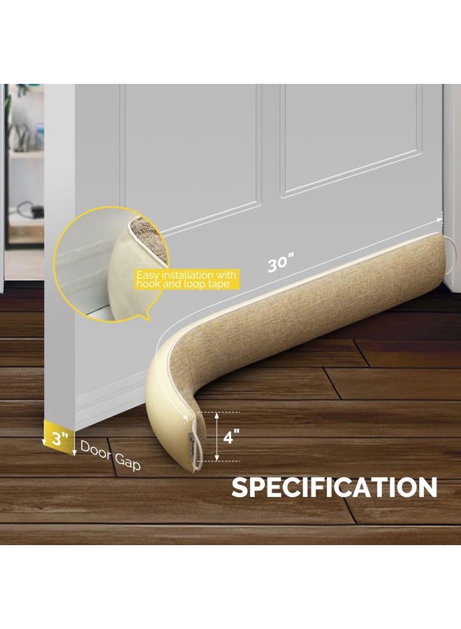 fowong Door Draft Stopper 30 Inch Under Door Noise Bolcker for Bottom of Doors, Weighted Door Snake Block Cold Air/Wind/Breeze Soundproof Door Sweep Seal for Front Door Oatmeal - Image 2