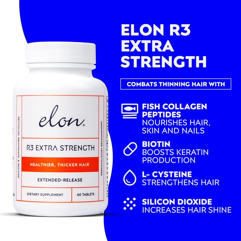 Elon Complete Care Kit for Thinning Hair â€“ Elon Essential Shampoo & Conditioner Set + R3 Extra Strength Hair Growth Supplement â€“ NO Sulfates, Parabens or Phthalates - Image 2