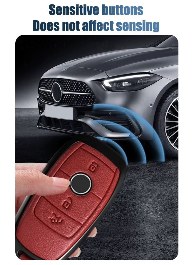 Cowhide key cover, suitable for Mercedes-Benz, the first layer of cowhide, the original car mold, restore the original texture of the key, protect the key from falling. goodcar - Image 3
