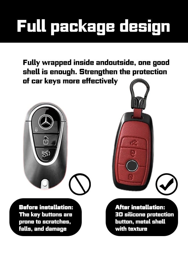 Cowhide key cover, suitable for Mercedes-Benz, the first layer of cowhide, the original car mold, restore the original texture of the key, protect the key from falling. goodcar - Image 5