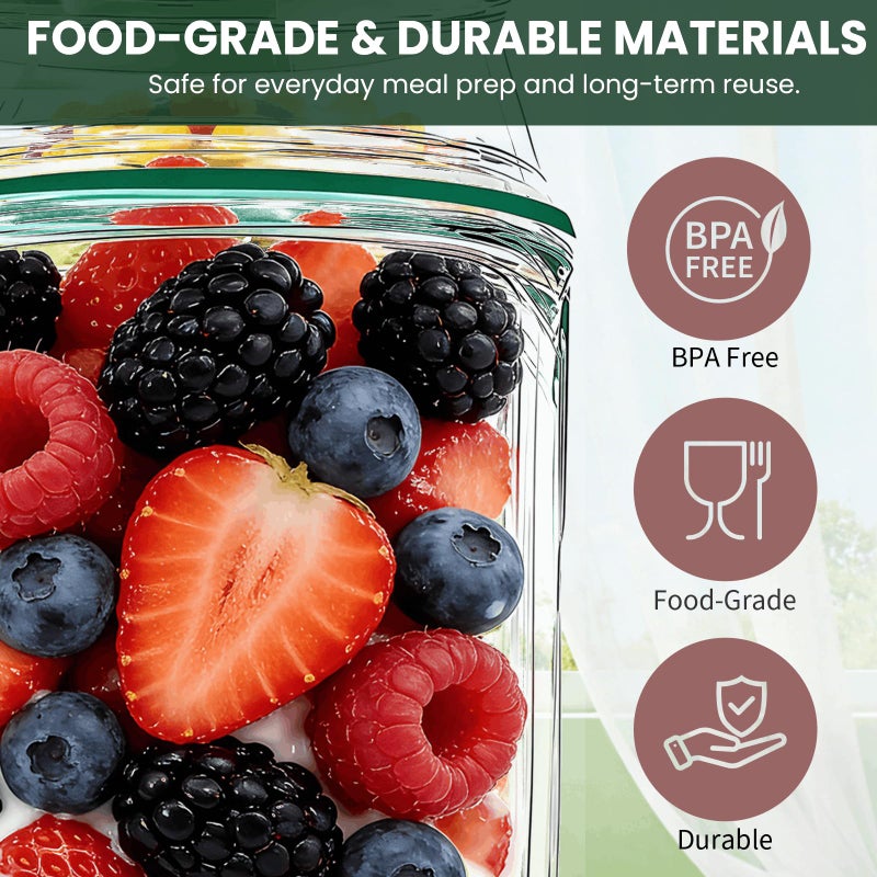 TJR Salad Pod Mason Jar Side Open â€“ Leakproof Vertical Layering Salad Jars with Built-In Dressing Containers, Reusable & Portable Lunch Containers for Office, Picnic & Travel - Image 3