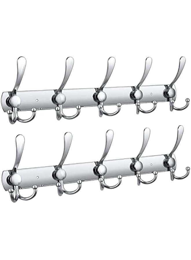2 Pack Coat Hooks,Stainless Steel Coat Racks, Heavy Duty Coat Hooks Wall Mounted, Wall Hanger Wall Racks and Clothes Racks (Silver) - Image 1