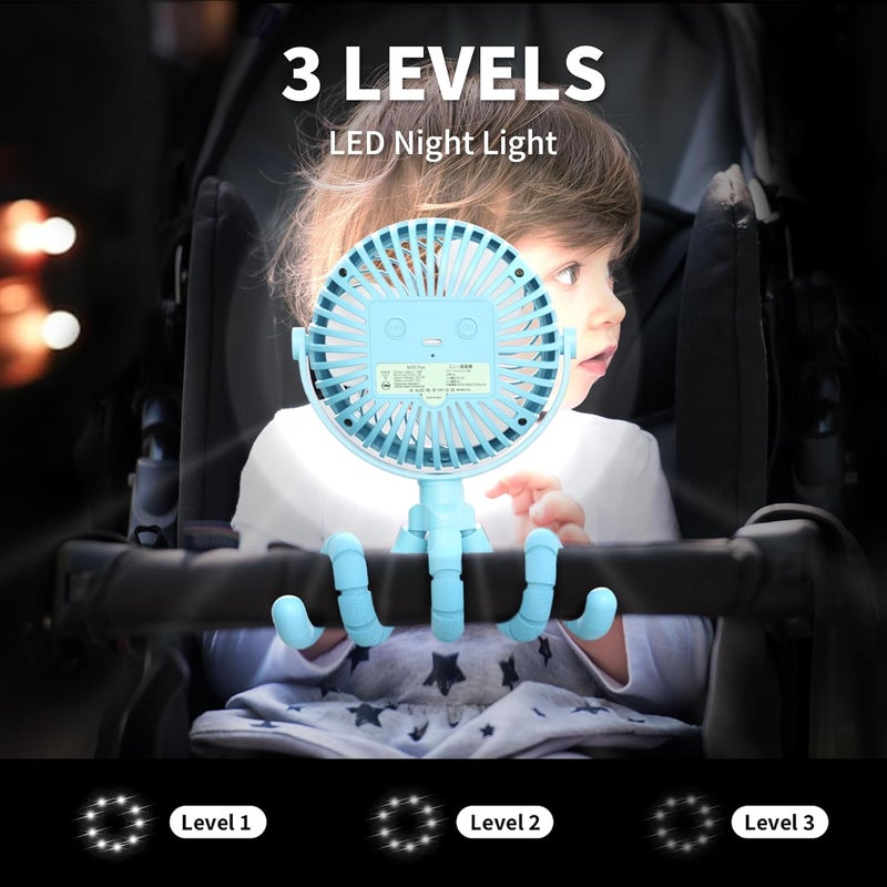 AMACOOL Battery Operated Stroller Fan, Newborn & Baby Travel Essentials, Registry Gifts, Flexible Tripod Clip On Fan with 3 Speeds and Rotatable for Car Seat Crib Bike Treadmill, Beach Essentials - Image 4