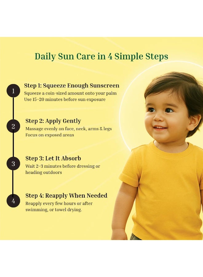 واقي شمسي طبيعي للأطفال، SPF 50 PA++++ | ذو تركيبة معدنية، واسع الطيف | آمن للأطفال والرضع | لا يترك أثرًا أبيض، مقاوم للماء، 50 مل - Image 5
