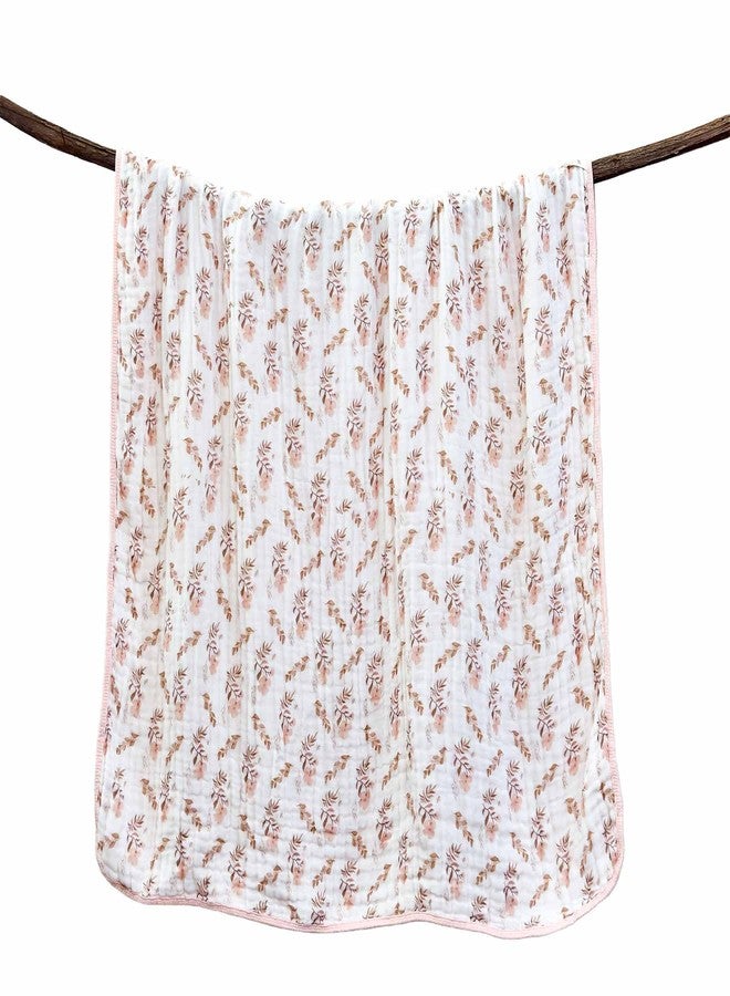 REPRECONF Pack of 2 Ultra Soft Muslin Baby Blankets for Girls Boys Breathable Lightweight Cotton Muslin Swaddle Blankets for Infant Toddler, Newborn Nursery Swaddling Wrap 43"X43" (Floral and Cherry) - Image 3