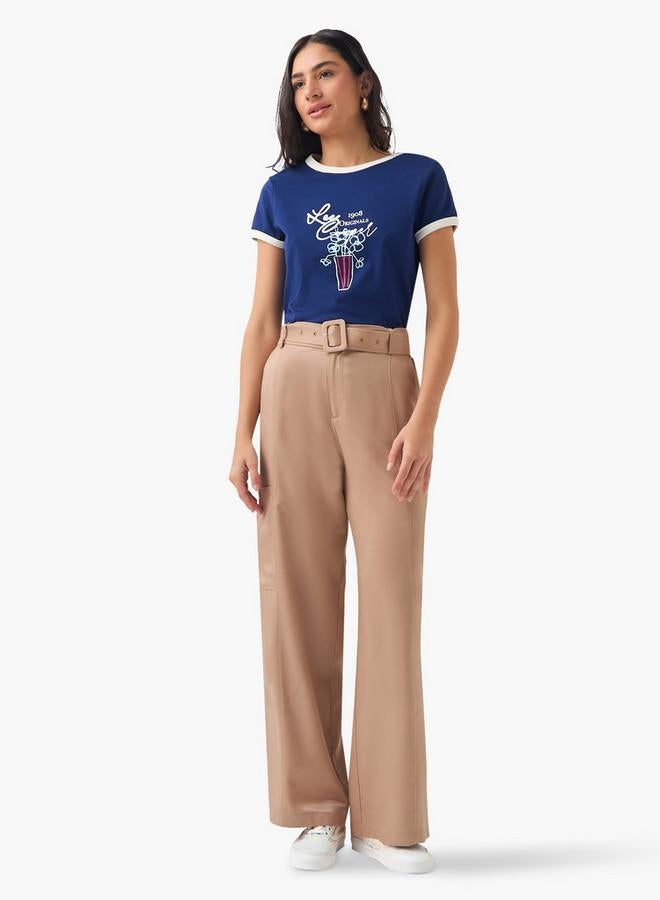 Lee Cooper Printed Cotton T-shirt with Crew Neck and Raglan Sleeves - Image 2