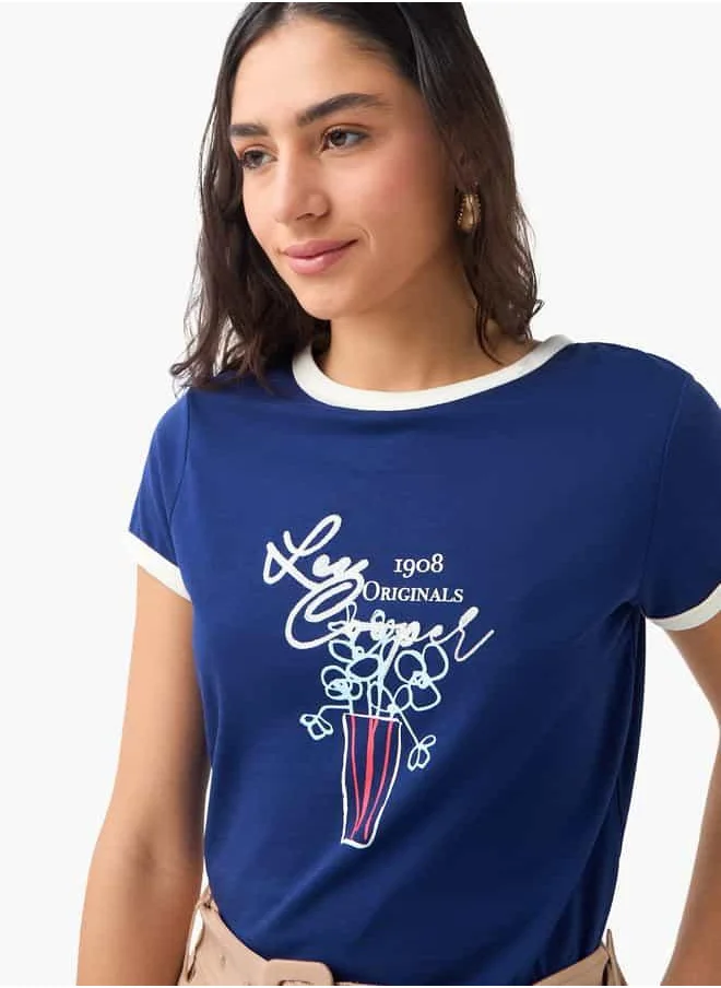 لي كوبر Lee Cooper Printed T-shirt with Crew Neck and Raglan Sleeves