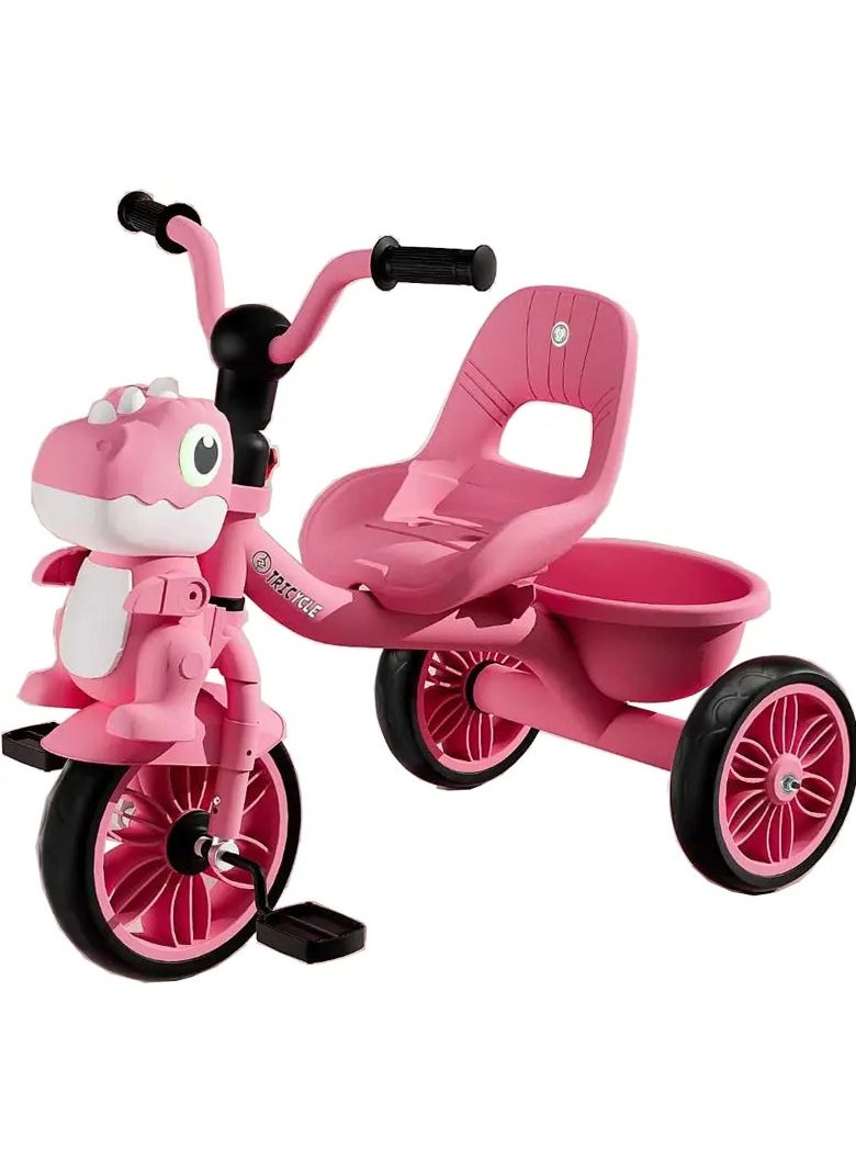 MarkedOne Tricycle for Kids, Baby Cycle with Light and Music, Kids Tricycle with Back Storage Basket & 3 Wheels, Kids Cycle Bike For 2 to 5 Years Boys Girls Pink  - Image 1