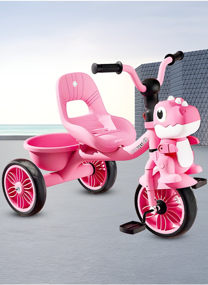 MarkedOne Tricycle for Kids, Baby Cycle with Light and Music, Kids Tricycle with Back Storage Basket & 3 Wheels, Kids Cycle Bike For 2 to 5 Years Boys Girls Pink  - Image 3