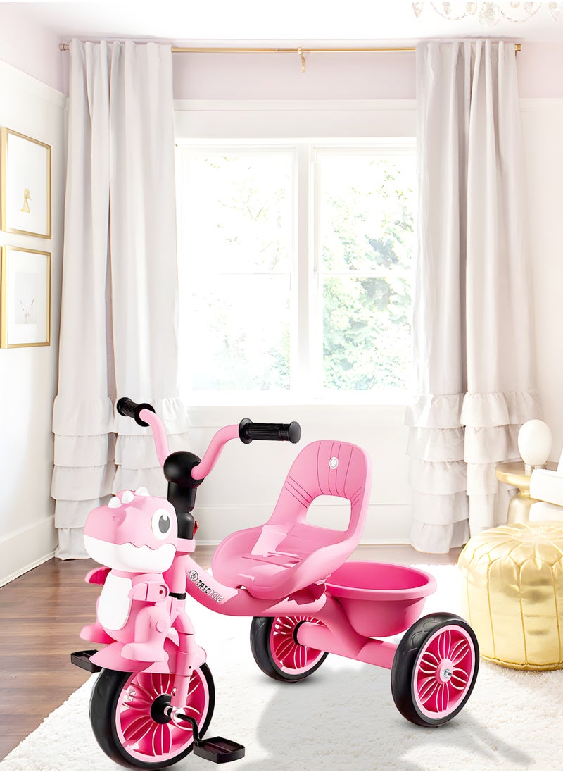 MarkedOne Tricycle for Kids, Baby Cycle with Light and Music, Kids Tricycle with Back Storage Basket & 3 Wheels, Kids Cycle Bike For 2 to 5 Years Boys Girls Pink  - Image 4