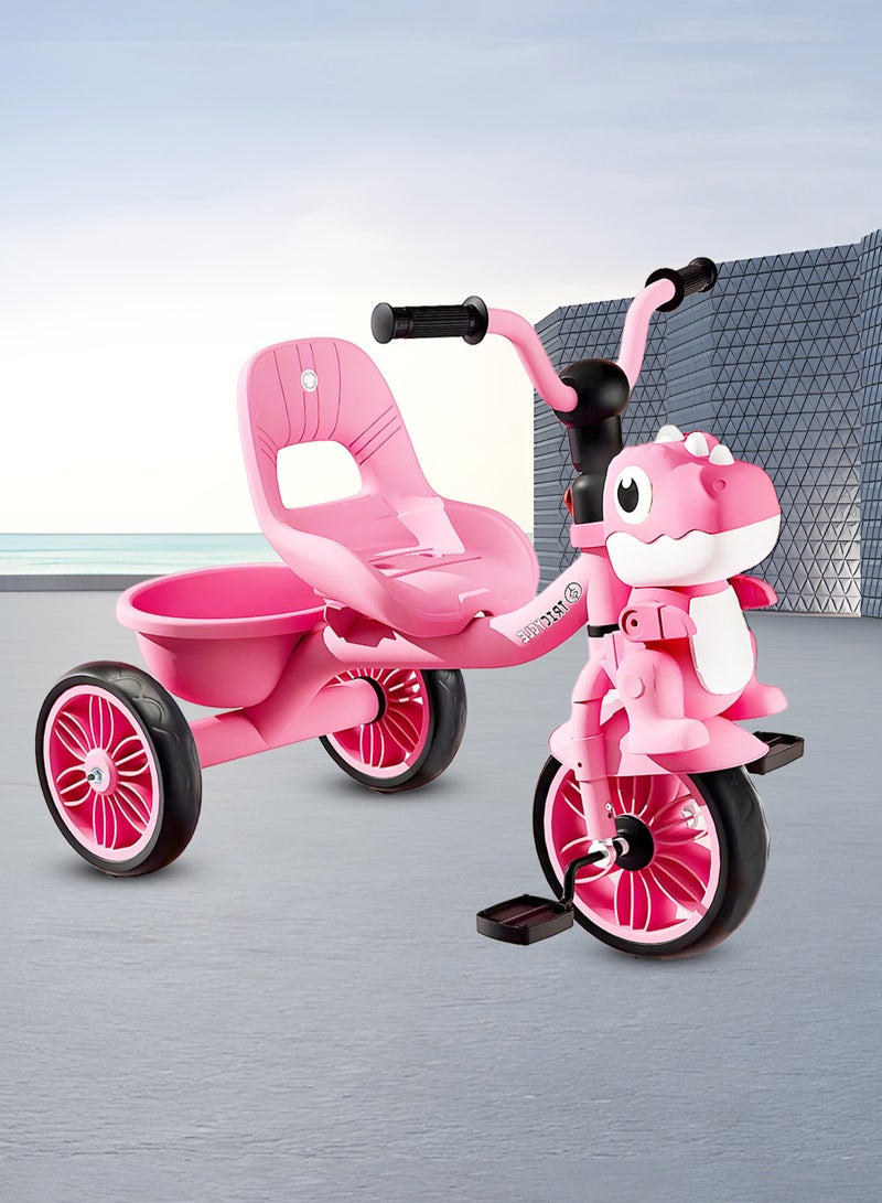 MarkedOne Tricycle for Kids, Baby Cycle with Light and Music, Kids Tricycle with Back Storage Basket & 3 Wheels, Kids Cycle Bike For 3+  Years Boys Girls White Pink - Image 3