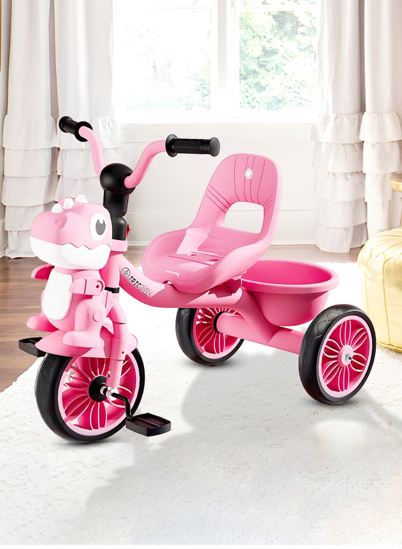 MarkedOne Tricycle for Kids, Baby Cycle with Light and Music, Kids Tricycle with Back Storage Basket & 3 Wheels, Kids Cycle Bike For 3+  Years Boys Girls White Pink - Image 5