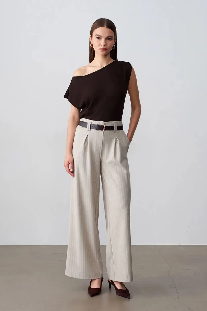 Dilvin Coffee Brown DILVIN Off-Shoulder Sleeveless Crepe Blouse for Women | Best Price UAE
