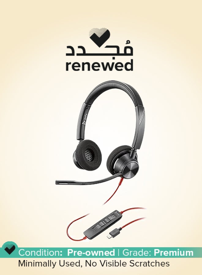 Poly Renewed - Blackwire 3320 USB-A - Wired Over Ear, Dual-Ear (Stereo) Headphones With Mic - Image 1