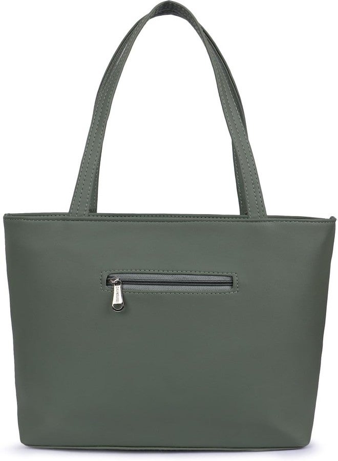 Nexeura Women's Stylish Tote Handbag with Embroidered Design | Large Shoulder Bag with Long Straps | Trendy PU Leather Purse with Keychain for Office, College, Travel & Daily Use - Elegant Ladies Bag (GREEN) - Image 2
