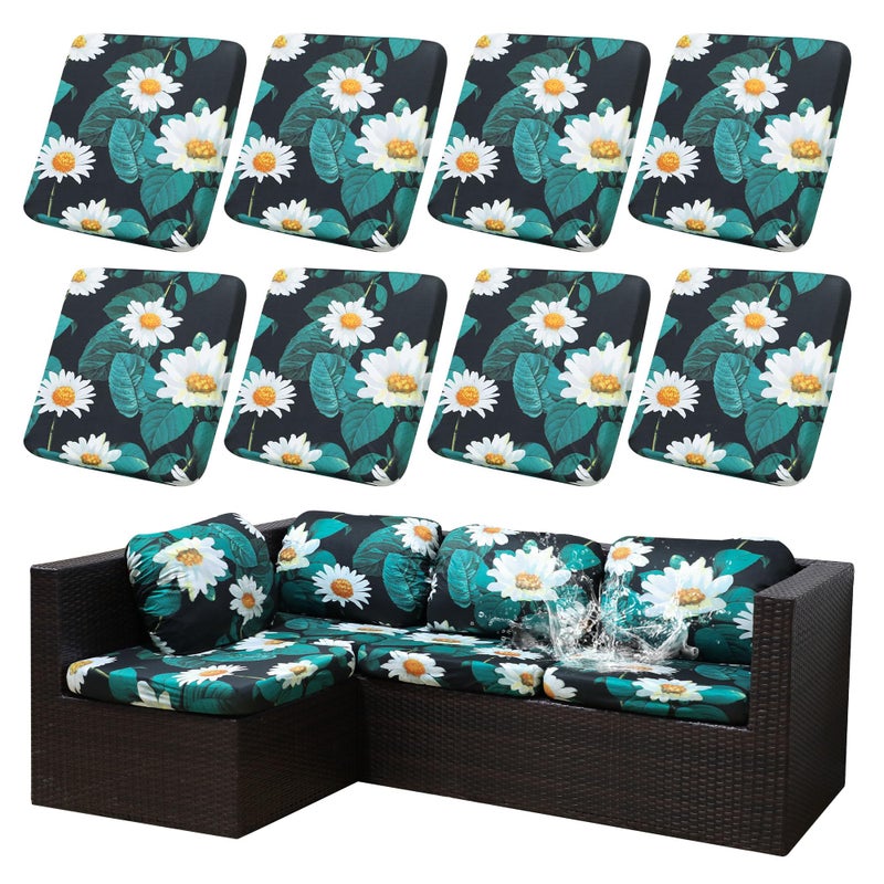 SUKAIKEQA Outdoor Cushion Covers Set,8PCS Waterproof Patio Furniture Couch Seat Slipcovers, Replacement for Sofa Sectional Chair(Coverï¼ŒOnly) - Image 1