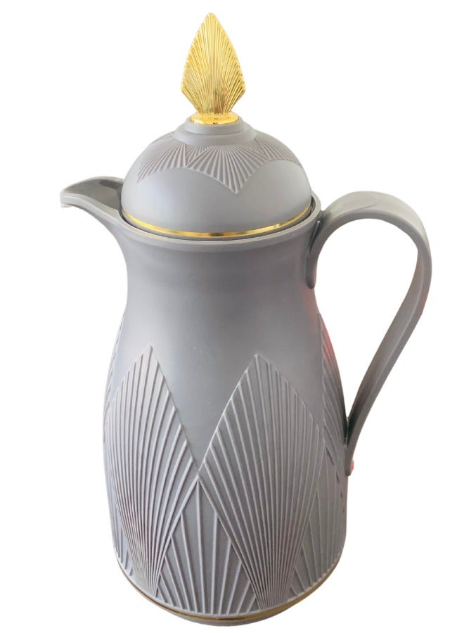 ALLKING Vacuum Flask - 1 L, Vacuum Jug Deep Grey, Keep Hot and Cold for Water, Coffee & Tea, Glass Inside - Image 1