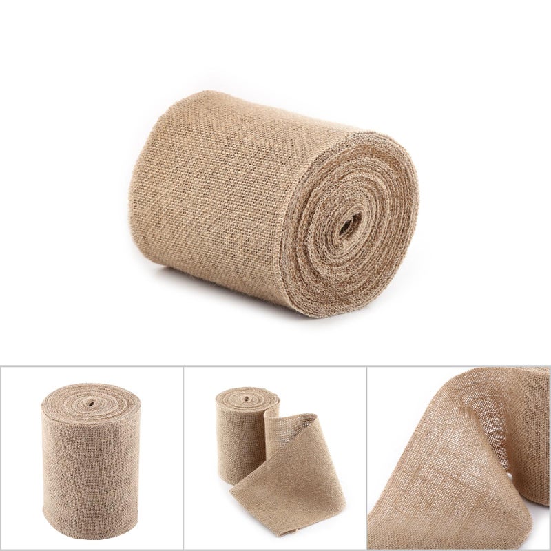 10M Rustic Hessian Jute Burlap Fabric Ribbon Table Runner Bow Floristry (15CM) - Image 5