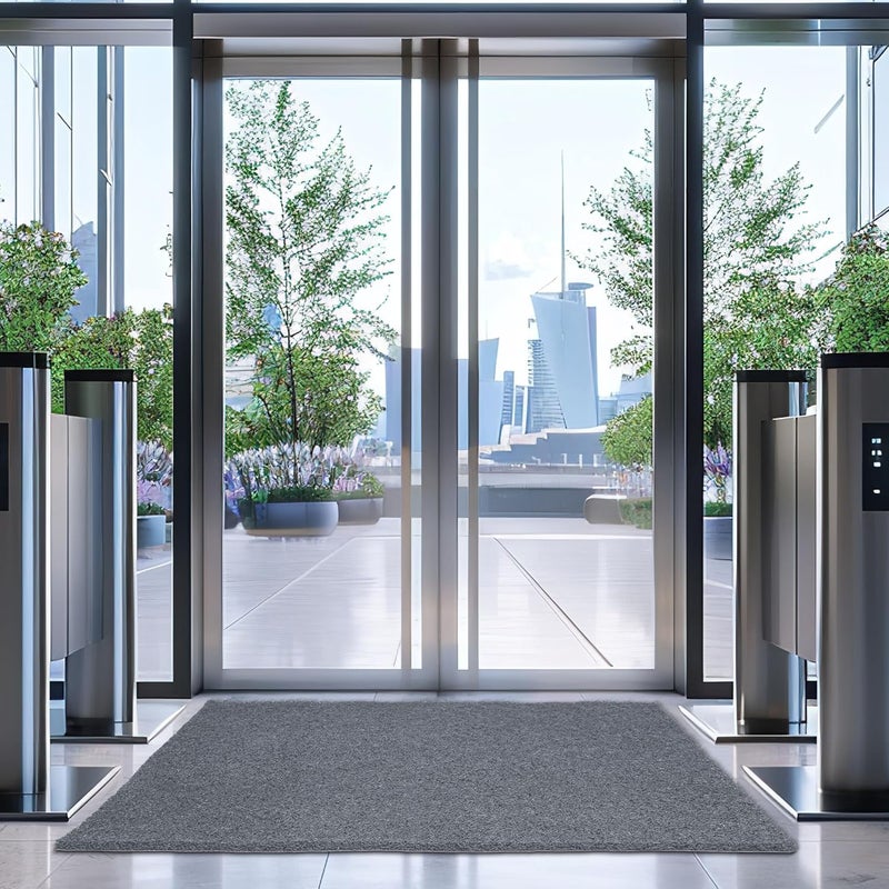DURO SOFT MATS Eco Non Slip PVC Door Mats for Home Entrance Mat for Living Room Kitchen Floor Sink Outdoor Indoor Bathroom 12 mm Thick Waterproof DoormatRunnerRug 2x4ft Rectangle Grey - Image 1