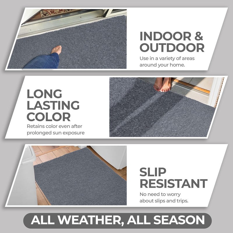 DURO SOFT MATS Eco Non Slip PVC Door Mats for Home Entrance Mat for Living Room Kitchen Floor Sink Outdoor Indoor Bathroom 12 mm Thick Waterproof DoormatRunnerRug 2x4ft Rectangle Grey - Image 2