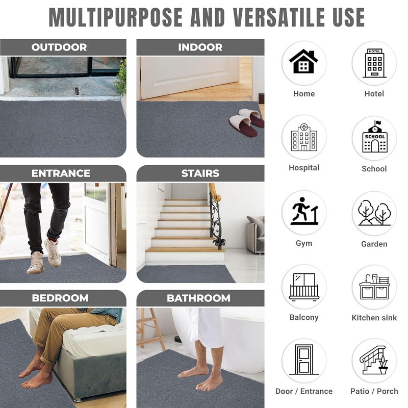 DURO SOFT MATS Eco Non Slip PVC Door Mats for Home Entrance Mat for Living Room Kitchen Floor Sink Outdoor Indoor Bathroom 12 mm Thick Waterproof DoormatRunnerRug 2x4ft Rectangle Grey - Image 5