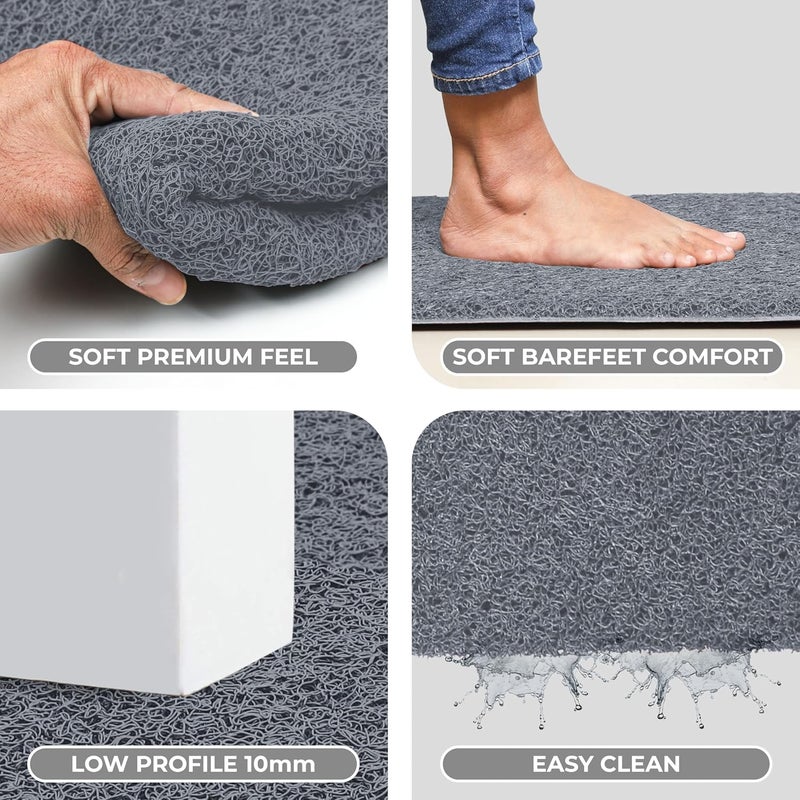 DURO SOFT MATS Eco Non Slip PVC Door Mats for Home Entrance Mat for Living Room Kitchen Floor Sink Outdoor Indoor Bathroom 12 mm Thick Waterproof DoormatRunnerRug 2x4ft Rectangle Grey - Image 3